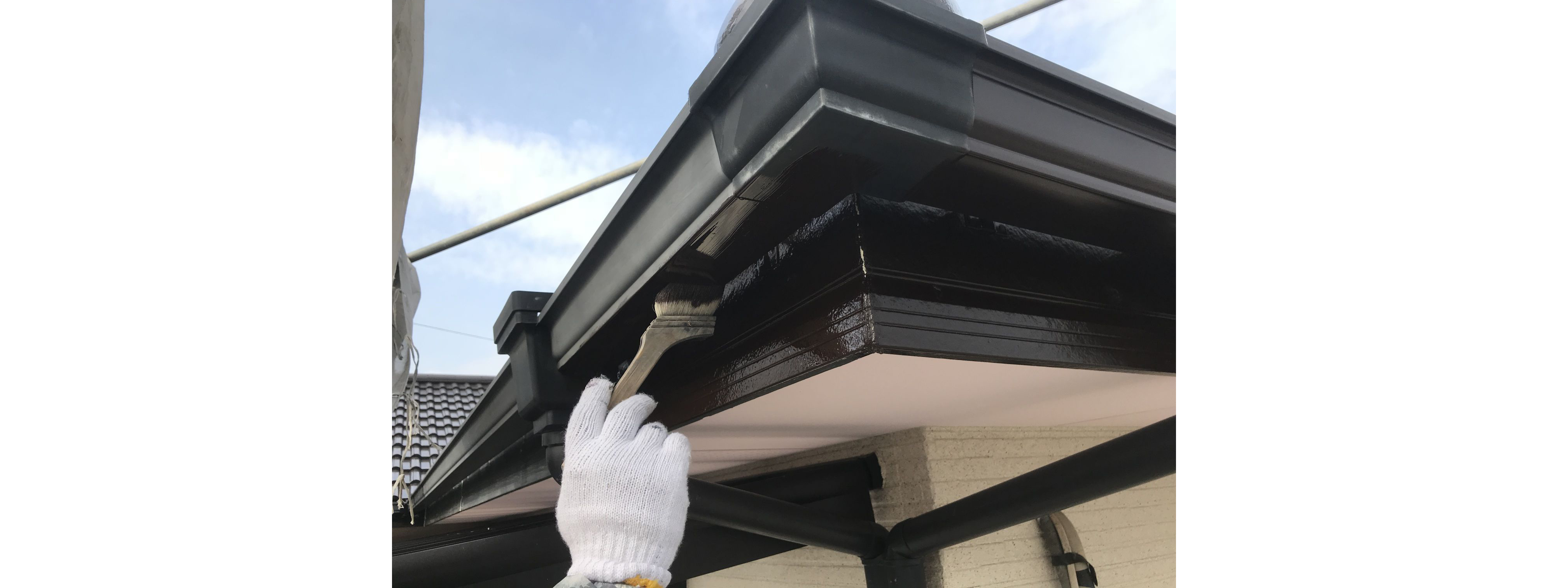 雨樋1回目施工中